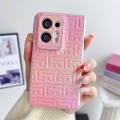 For OPPO Find N2 Pearlescent Paint Gradient Geometric Leather Phone Case(Pink)