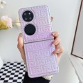 For Huawei P50 Pocket Pearlescent Paint Gradient Geometric Leather Phone Case(Purple)