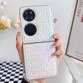 For Huawei P50 Pocket Pearlescent Paint Gradient Geometric Leather Phone Case(Silver)