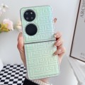 For Huawei P50 Pocket Pearlescent Paint Gradient Geometric Leather Phone Case(Green)