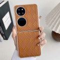 For Huawei Pocket 2 Pearlescent Paint Diamond Shaped Checkered Leather Phone Case(Brown)