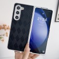 For Samsung Galaxy Z Fold4 5G Pearlescent Paint Diamond Shaped Checkered Leather Phone Case(Black)