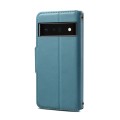 For Google Pixel 6 Pro Denior Cowhide Texture Wallet Style Leather Phone Case(Blue)