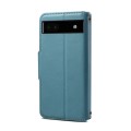 For Google Pixel 6a Denior Cowhide Texture Wallet Style Leather Phone Case(Blue)
