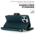 For iPhone 15 Pro Max Multi-Card Wallet RFID Leather Phone Case(Green)