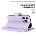 For iPhone 15 Pro Max Multi-Card Wallet RFID Leather Phone Case(Light Purple)