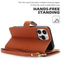 For iPhone 15 Pro Max Multi-Card Wallet RFID Leather Phone Case(Brown)