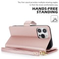 For iPhone 15 Pro Multi-Card Wallet RFID Leather Phone Case(Rose Gold)