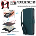 For iPhone 15 Multi-Card Wallet RFID Leather Phone Case(Green)
