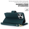 For iPhone 15 Multi-Card Wallet RFID Leather Phone Case(Green)
