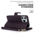 For iPhone 13 Pro Multi-Card Wallet RFID Leather Phone Case(Dark Purple)