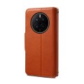 For Huawei Mate 50 Denior Cowhide Texture Wallet Style Leather Phone Case(Brown)