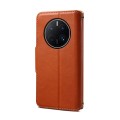 For Huawei Mate 50 Pro Denior Cowhide Texture Wallet Style Leather Phone Case(Brown)