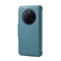 For Huawei Mate 50 Pro Denior Cowhide Texture Wallet Style Leather Phone Case(Blue)
