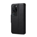 For Huawei P60 Denior Cowhide Texture Wallet Style Leather Phone Case(Black)