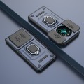 For Realme 12+ 5G Global Sliding Camshield TPU + PC Shockproof Phone Case with Holder(Blue)