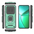 For Realme 12+ 5G Global Sliding Camshield TPU + PC Shockproof Phone Case with Holder(Green)