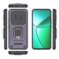 For Realme 12+ 5G Global Sliding Camshield TPU + PC Shockproof Phone Case with Holder(Purple)