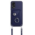 For OPPO A58/A58x/A1x/A2x Organ Card Bag Ring Holder Phone Case with Long Lanyard(Blue)