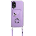 For OPPO A38 4G / A18 4G Global Organ Card Bag Ring Holder Phone Case with Long Lanyard(Purple)