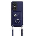 For OPPO Reno10/Reno10 Pro 5G Global Organ Card Bag Ring Holder Phone Case with Long Lanyard(Blue)