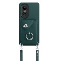 For OPPO Reno10/Reno10 Pro 5G Global Organ Card Bag Ring Holder Phone Case with Long Lanyard(Green)