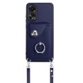 For OPPO A78 4G Global Organ Card Bag Ring Holder Phone Case with Long Lanyard(Blue)