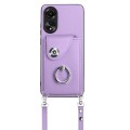 For OPPO A78 4G Global Organ Card Bag Ring Holder Phone Case with Long Lanyard(Purple)