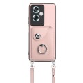 For OPPO A79 5G Global Organ Card Bag Ring Holder Phone Case with Long Lanyard(Pink)