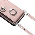 For OPPO A79 5G Global Organ Card Bag Ring Holder Phone Case with Long Lanyard(Pink)