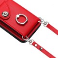 For OPPO A79 5G Global Organ Card Bag Ring Holder Phone Case with Long Lanyard(Red)