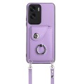 For Honor X50i / 90 Lite Organ Card Bag Ring Holder Phone Case with Long Lanyard(Purple)