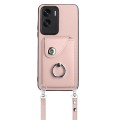 For Honor X50i / 90 Lite Organ Card Bag Ring Holder Phone Case with Long Lanyard(Pink)