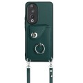 For Honor 90 Organ Card Bag Ring Holder Phone Case with Long Lanyard(Green)