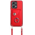 For Honor X7a / Play7T Organ Card Bag Ring Holder Phone Case with Long Lanyard(Red)