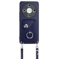For Honor X9b / Magic6 Lite Organ Card Bag Ring Holder Phone Case with Long Lanyard(Blue)
