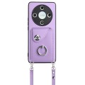 For Honor X9b / Magic6 Lite Organ Card Bag Ring Holder Phone Case with Long Lanyard(Purple)