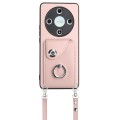 For Honor X9b / Magic6 Lite Organ Card Bag Ring Holder Phone Case with Long Lanyard(Pink)