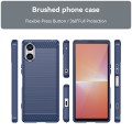 For Sony Xperia 5 V Carbon Fiber Brushed Texture TPU Phone Case(Blue)
