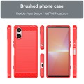 For Sony Xperia 5 V Carbon Fiber Brushed Texture TPU Phone Case(Red)