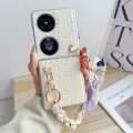 For Huawei P50 Pocket Gradient Leather Texture Scarf Bracelet Shockproof Phone Case(Beige)