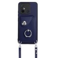 For Xiaomi Redmi 12C / 11A Organ Card Bag Ring Holder Phone Case with Long Lanyard(Blue)