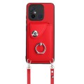 For Xiaomi Redmi 12C / 11A Organ Card Bag Ring Holder Phone Case with Long Lanyard(Red)