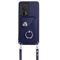 For Xiaomi Redmi K60 / K60 Pro Organ Card Bag Ring Holder Phone Case with Long Lanyard(Blue)