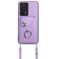 For Xiaomi Redmi K60 / K60 Pro Organ Card Bag Ring Holder Phone Case with Long Lanyard(Purple)