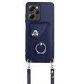 For Xiaomi Redmi Note 12 Pro Speed Organ Card Bag Ring Holder Phone Case with Long Lanyard(Blue)