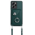 For Xiaomi Redmi Note 12 Pro Speed Organ Card Bag Ring Holder Phone Case with Long Lanyard(Green)