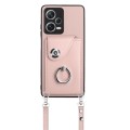 For Xiaomi Redmi Note 12 Pro 5G Global Organ Card Bag Ring Holder Phone Case with Long Lanyard(Pink)