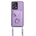 For Xiaomi Redmi Note 12 Pro+ 5G Global Organ Card Bag Ring Holder Phone Case with Long Lanyard(Purp