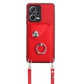 For Xiaomi Redmi Note 12 Pro+ 5G Global Organ Card Bag Ring Holder Phone Case with Long Lanyard(Red)